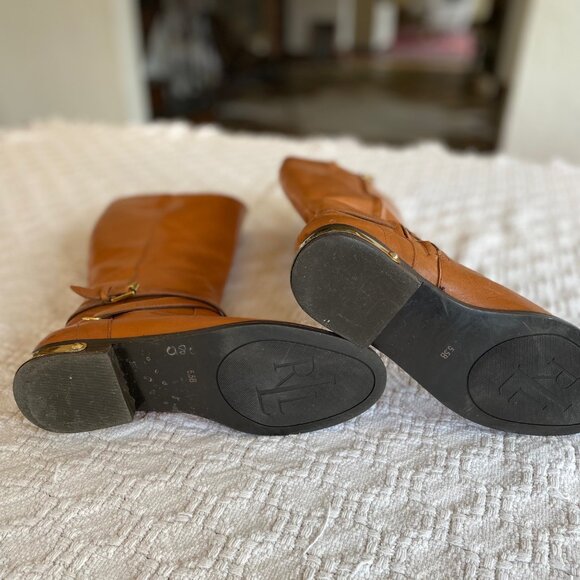 Ralph Lauren equestrian boots size 5.5, caramel color - Picture 5 of 9